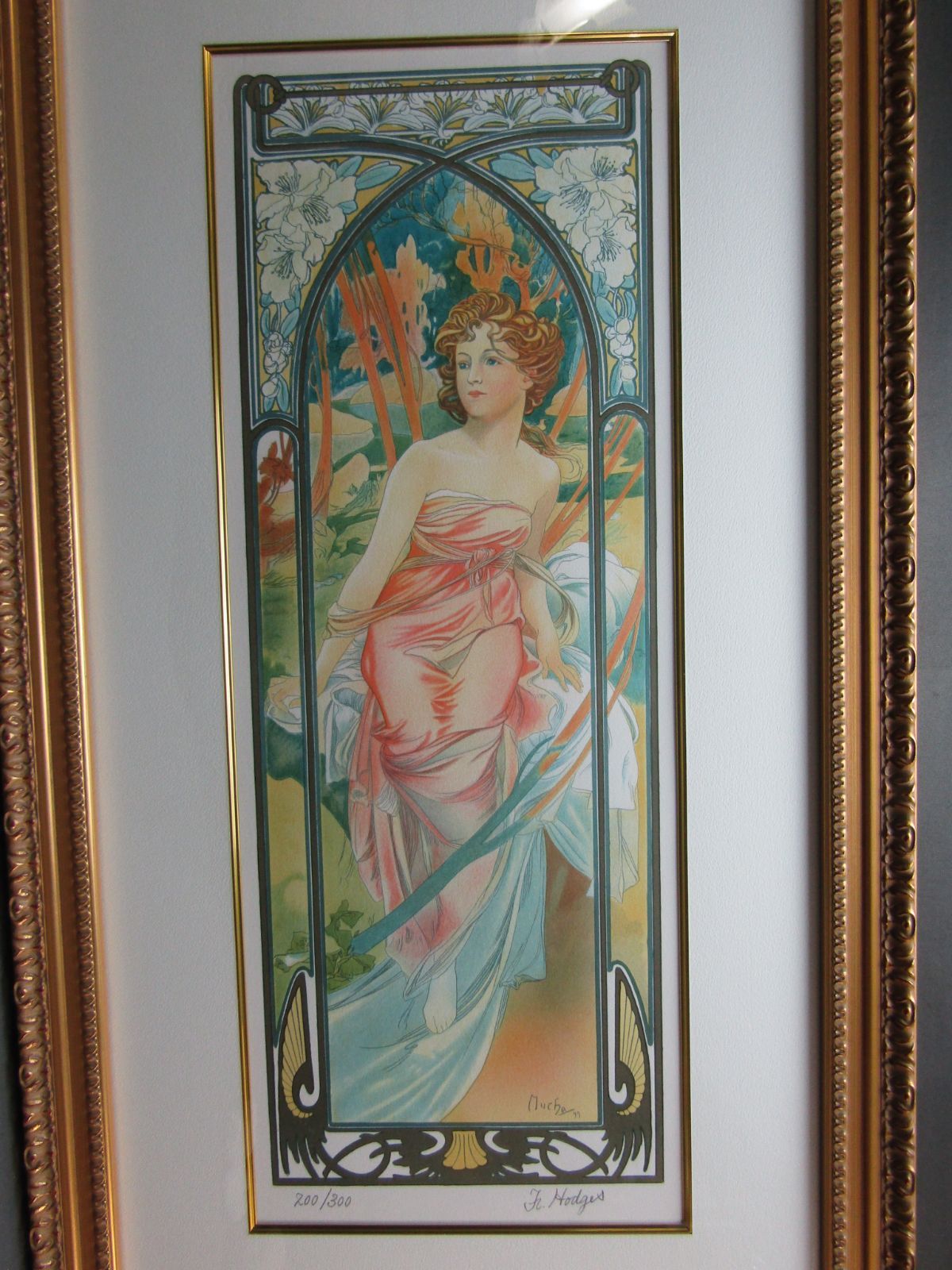 リトグラフ アルフォンス・ミュシャ 「朝の女神」 86x48cm 額装 リトグラフ アルフォンス・ミュシャ 「朝の女神」 86x48cm 額装