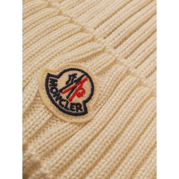 新品・未使用】MONCLER ENFANT ロゴポンポンビーニー ホワイト 