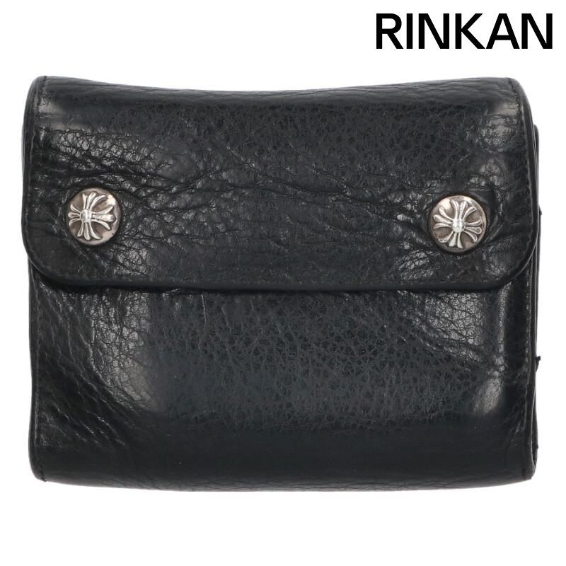 クロムハーツ WAVE MINI クロスボールボタンレザーウォレット財布 メンズ