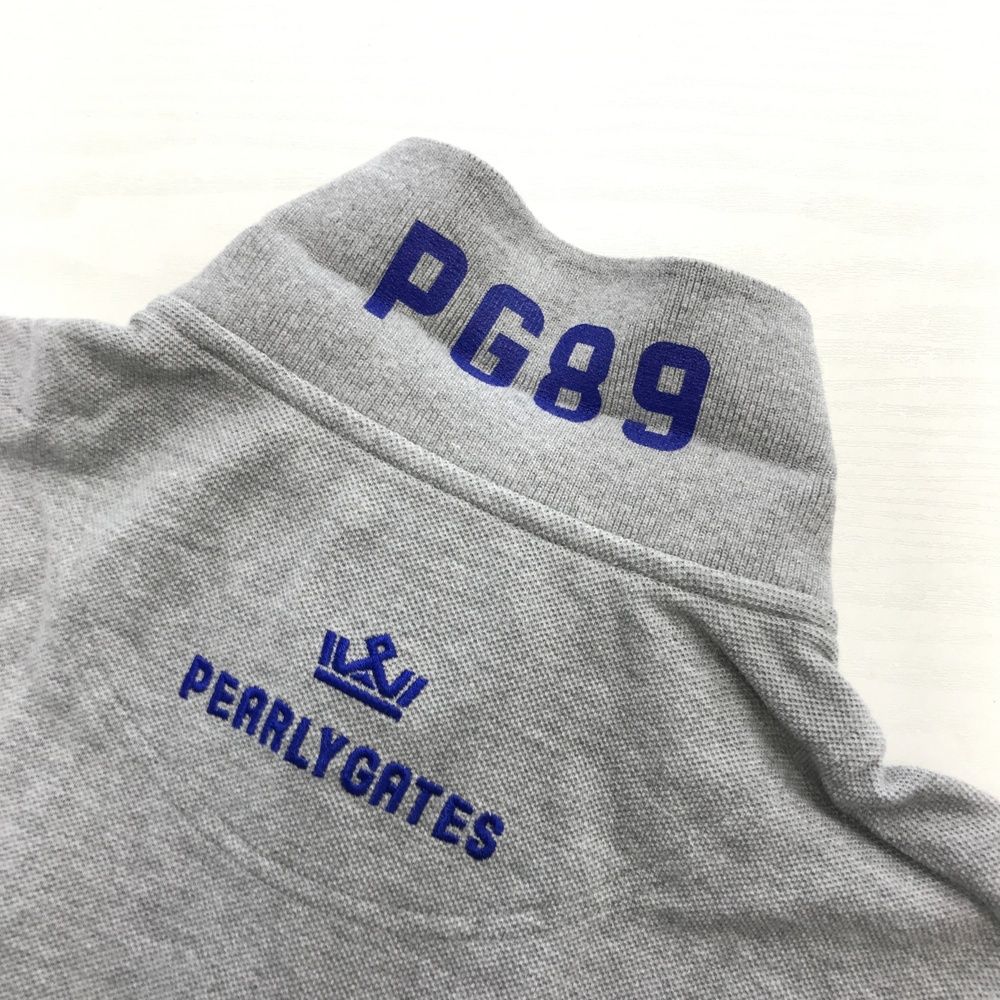 サイズ：5 PEARLY GATES パーリーゲイツ  半袖ポロシャツ  グレー系 [241003000078] ゴルフウェア メンズ ストスト サイズ：5 PEARLY GATES パーリーゲイツ 半袖ポロシャツ グレー系