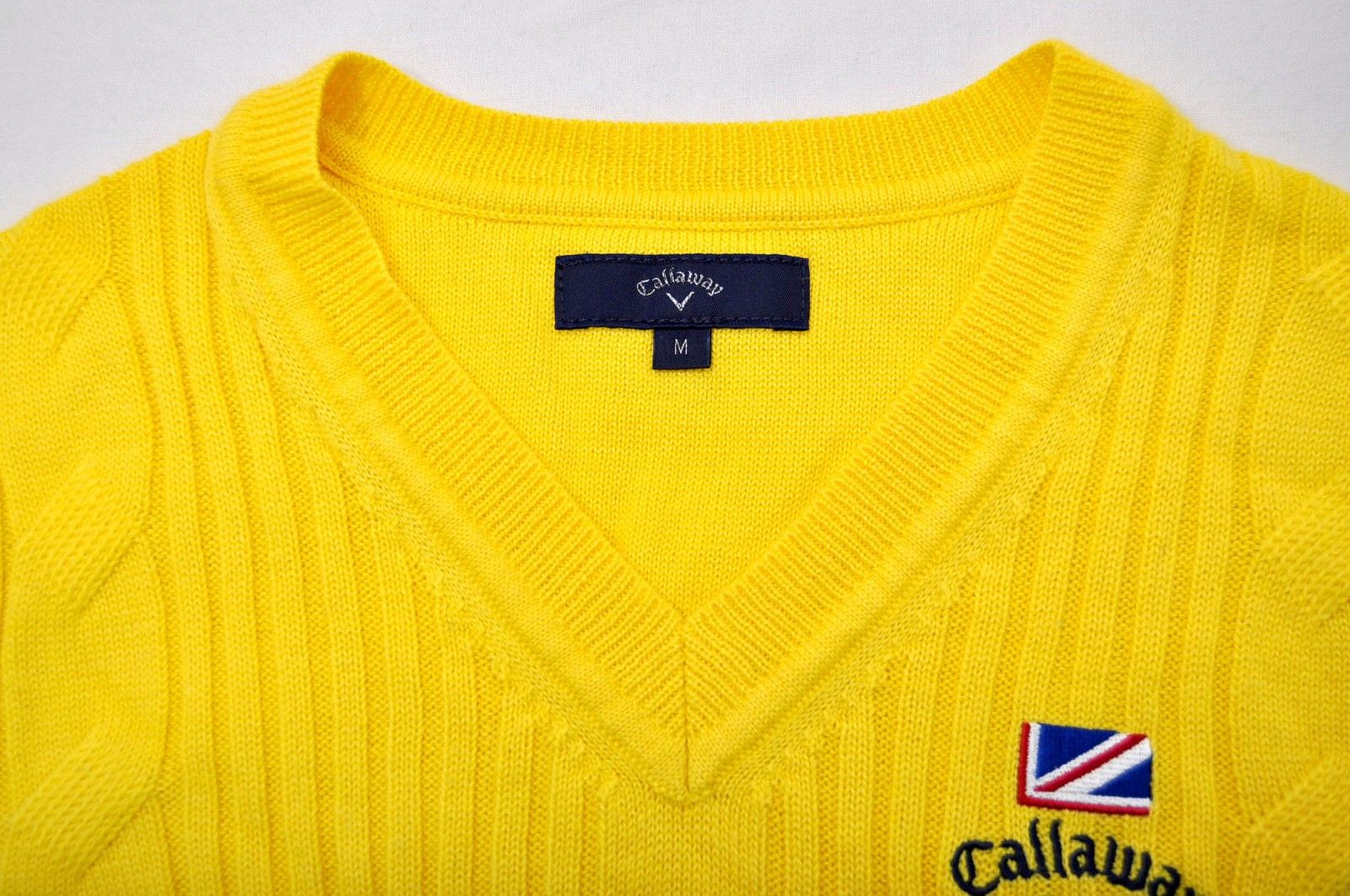 （未使用/40%OFF）Callaway イエロー Vネック ベスト LL 中古 メンズ キャロウェイ Callaway ベスト M 黄色 イエロー Vネック