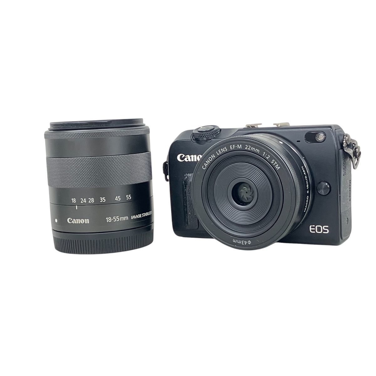 CANON EOS M2 18-55mm 3.5-5.6|EF-M 22mm 1 2 ダブルズームキット 一眼レフカメラ 訳有 K9992033