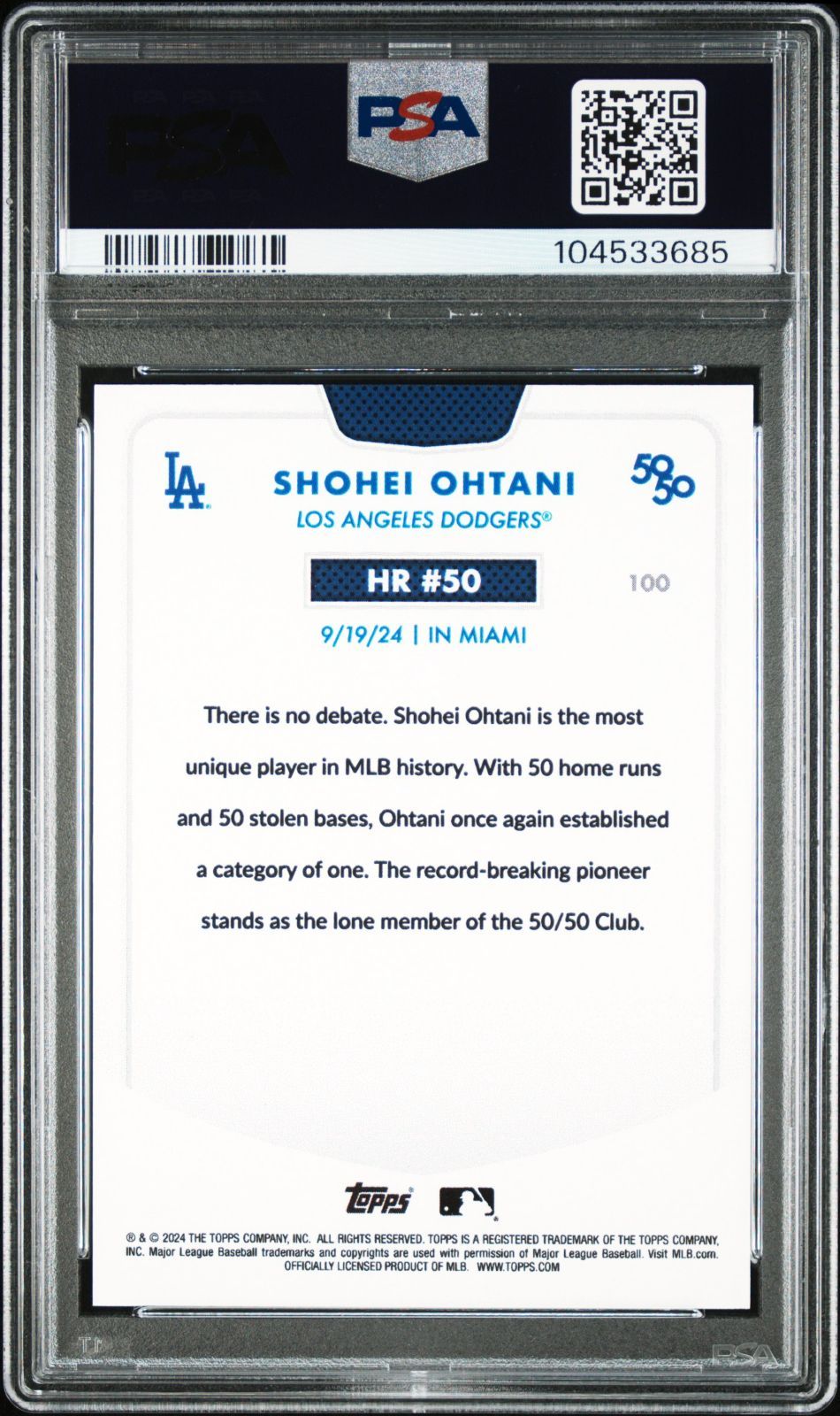 大谷翔平 50-50 達成試合 チケット PSA 認証10 GEM MINT - メルカリ