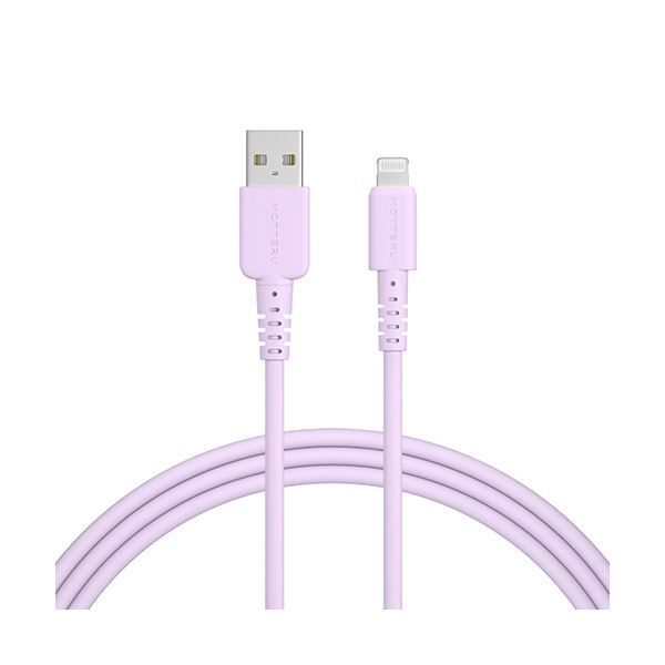 （まとめ） オウルテックMOTTERU A to Lightning シリコンケーブル ペールアイリス 2m MOT-SCBALG200-PU 1本 【×3セット】