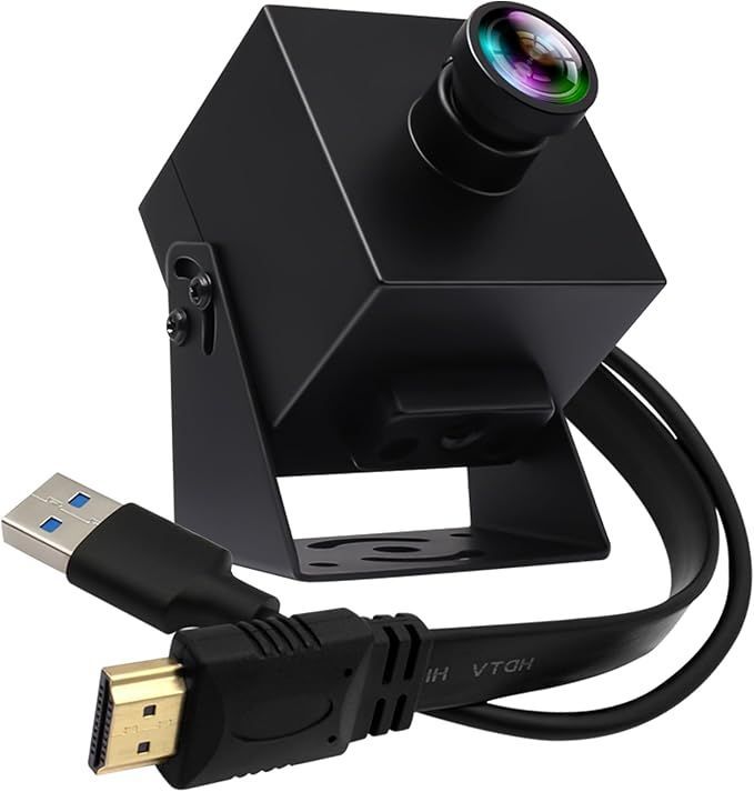 ELP HDMI 60fps USB カメラ 4K 高速 USB3.0 カメラ 礼拝会議モニター用 タイプ C HDMI 同時出力 PC カメラ コンピューター用 120 度歪みなしレンズ 2 倍デジタルズーム ウェブカメラ