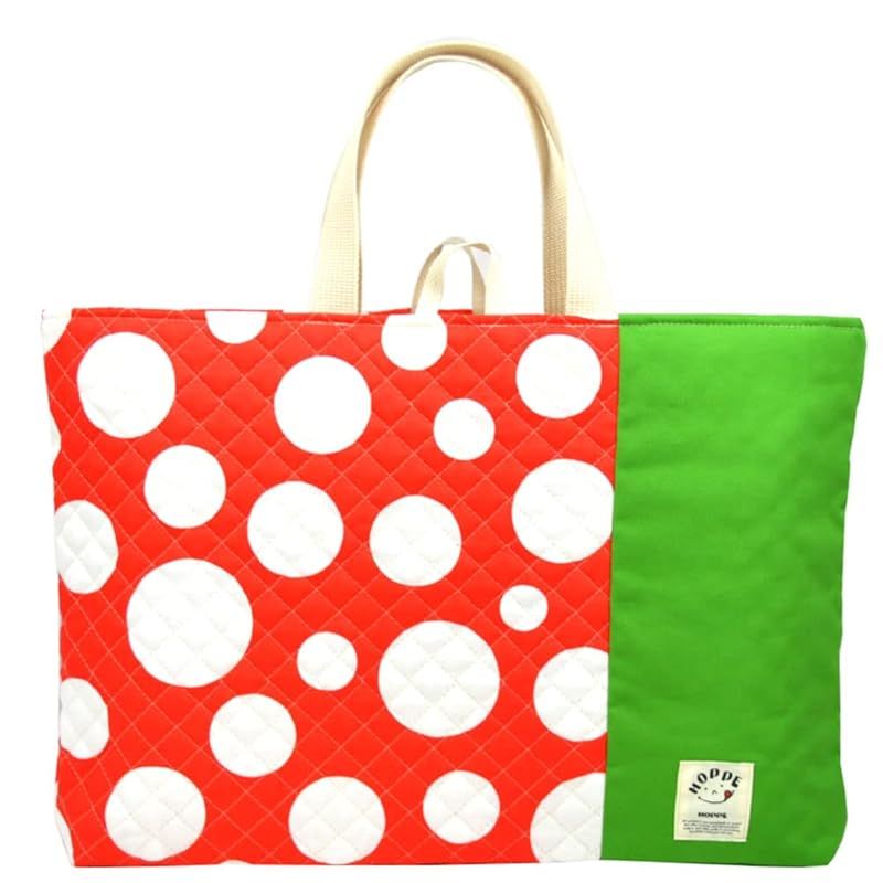 [HOPPE] 大きめレッスンバッグ レッドドット 通園 通学 入園 準備 入学 グッズ 幼稚園 幼稚園 小学校 学校 マチ付き レッスンバック 手さげかばん お稽古かばん トートバッグ 男の子 女の子 子