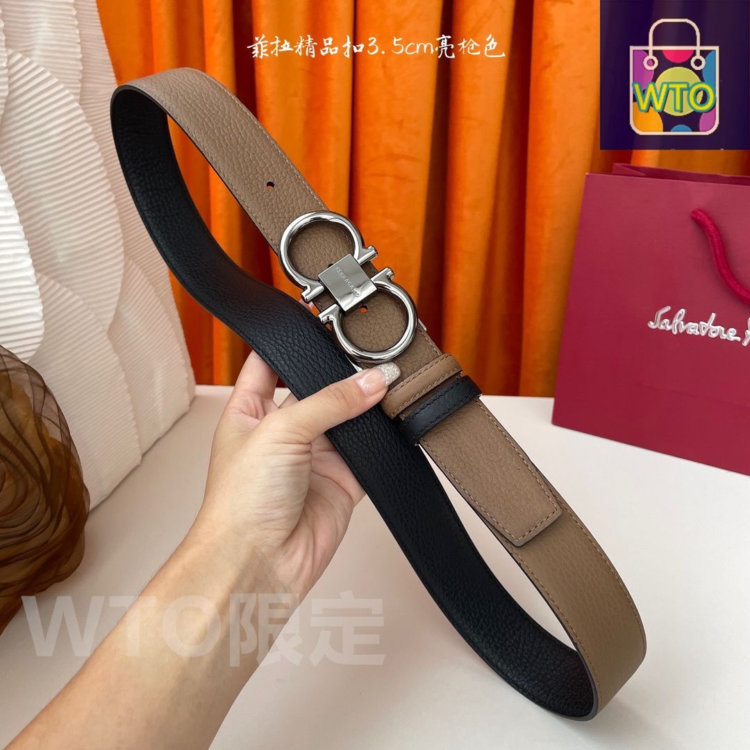 さの【フェラガモ】レザーベルト 金 FERRAGAMO フェラガモ ベルト レザーベルト メンズ ガンチーニ