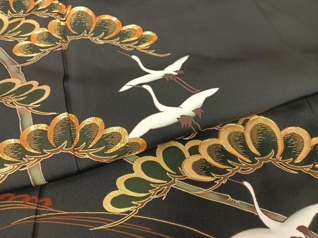 平和屋着物○皇室献上作家 北出与三郎 黒留袖 立波飛鶴松文 金彩 正絹