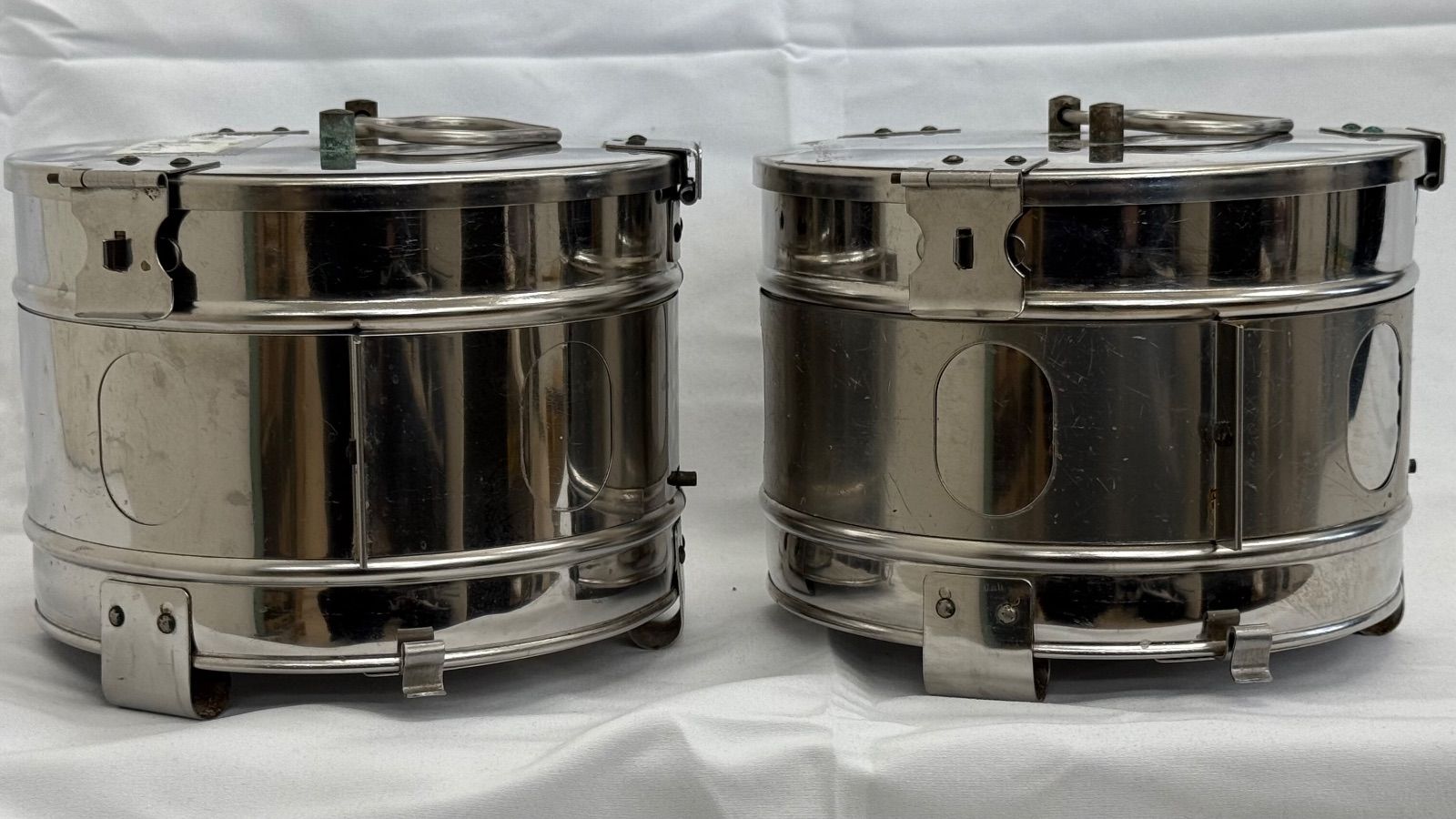 2個セット】MMM製 減菌カスト缶 おそらくステンレス 丸型 直径18cm 高