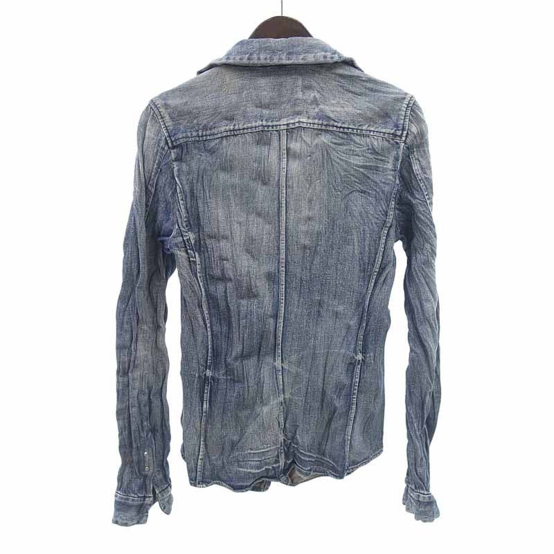 ジュンハシモト JUN HASHIMOTO 18AW WRINKLE DENIM リンクル デニム シワ加工 長袖 シャツ インディゴ サイズ メンズ2