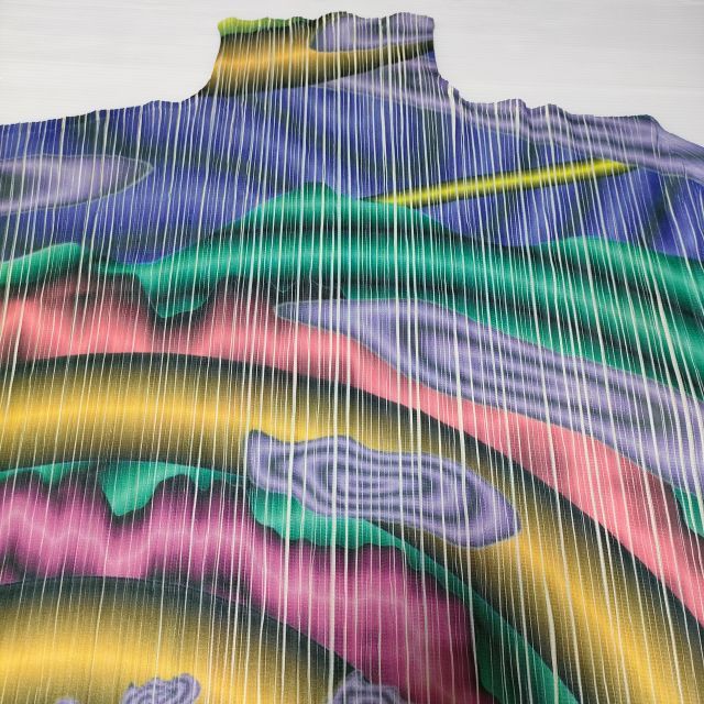  PLEATS PLEASE ISSEY MIYAKE 90 S 横尾忠則 転写プリント 総柄 ボトルネック カットソー マルチ レディース プリーツプリーズ 4-0110 M∞ アンサンブル トップス