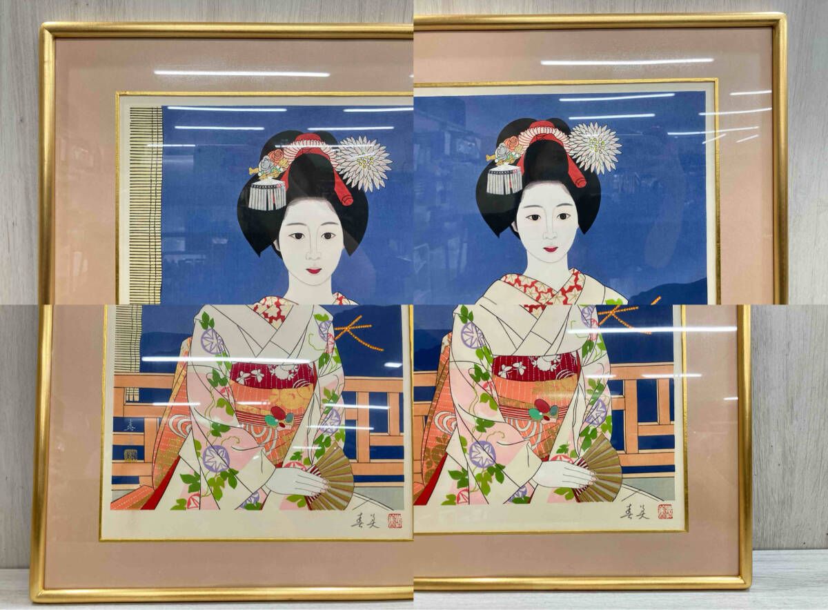 真作】橋本不二子「バイオレットブーケ」ミクストメディア 直筆