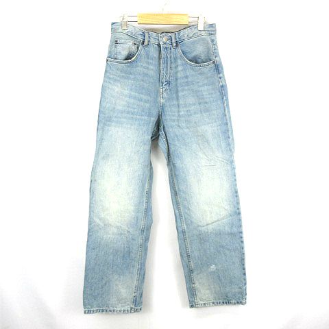 ザラ ZARA ジップフライ ワイド ダメージ デニムパンツ 薄いインディゴ EU 38 US 30 - メルカリ