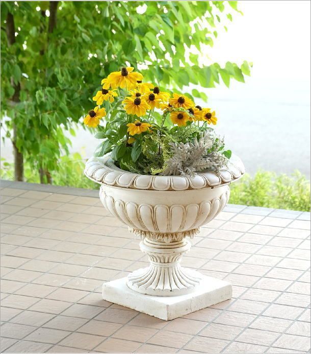 プランター 鉢 ガーデニング おしゃれ コラム ロココ調 ヨーロピアン バードバス オーナメント アンティーク調 ガーデンプランター B