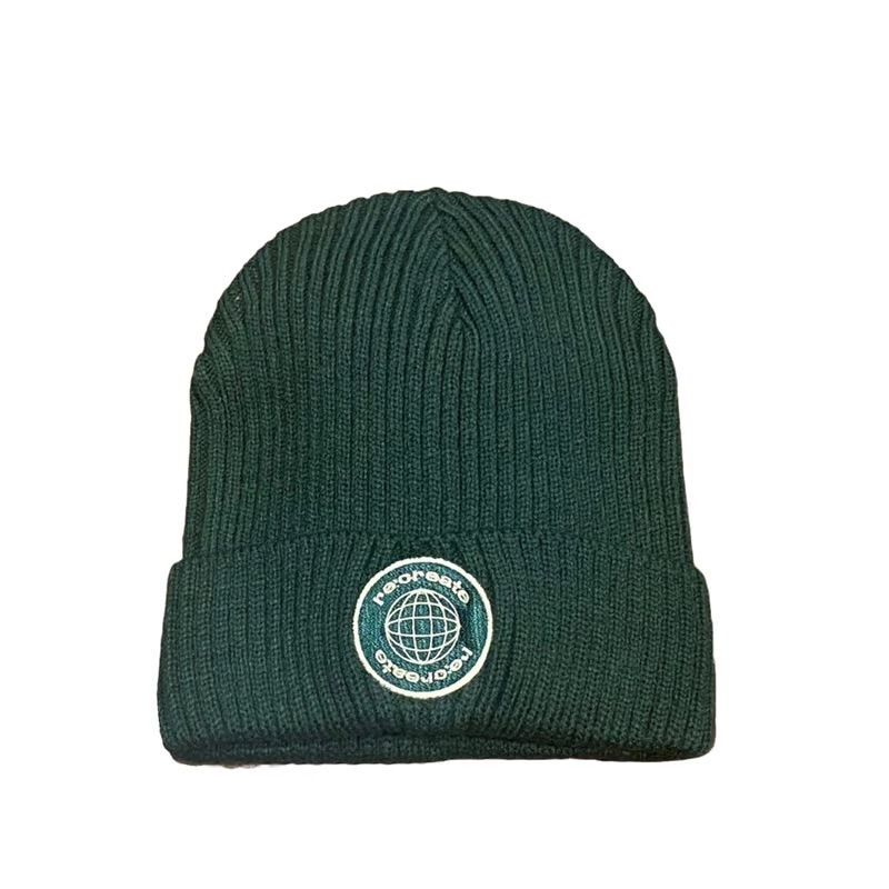 【新品・未使用】re:create WATCH CAP (Two sides of the same earth) D.GREEN リクリエイト ニット帽 ダークグリーン 京都ローカルブランド
