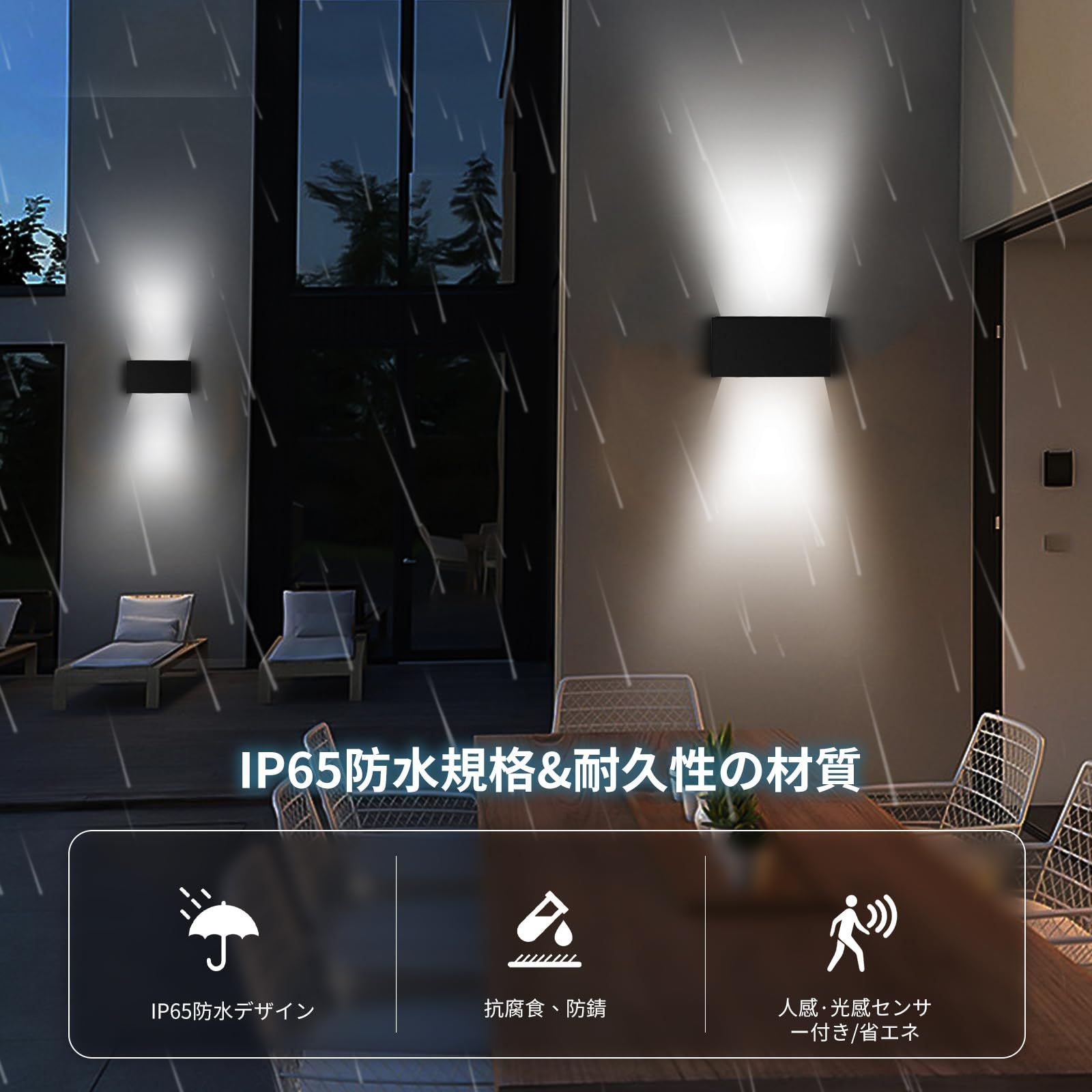 特価商品】IP65防雨型 照明器具 壁掛け照明 夜間自動点灯 防犯ライト ...