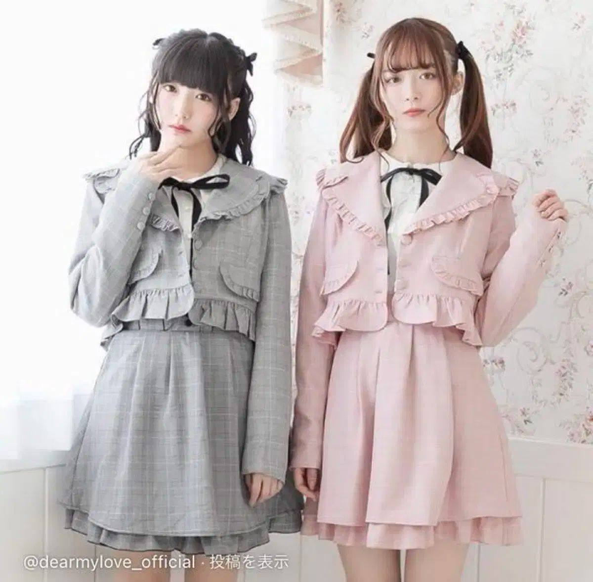 DearMyLove ディアマイラブ うさみみ ジャケット サスペンダー スカート セット セットアップ ピンク