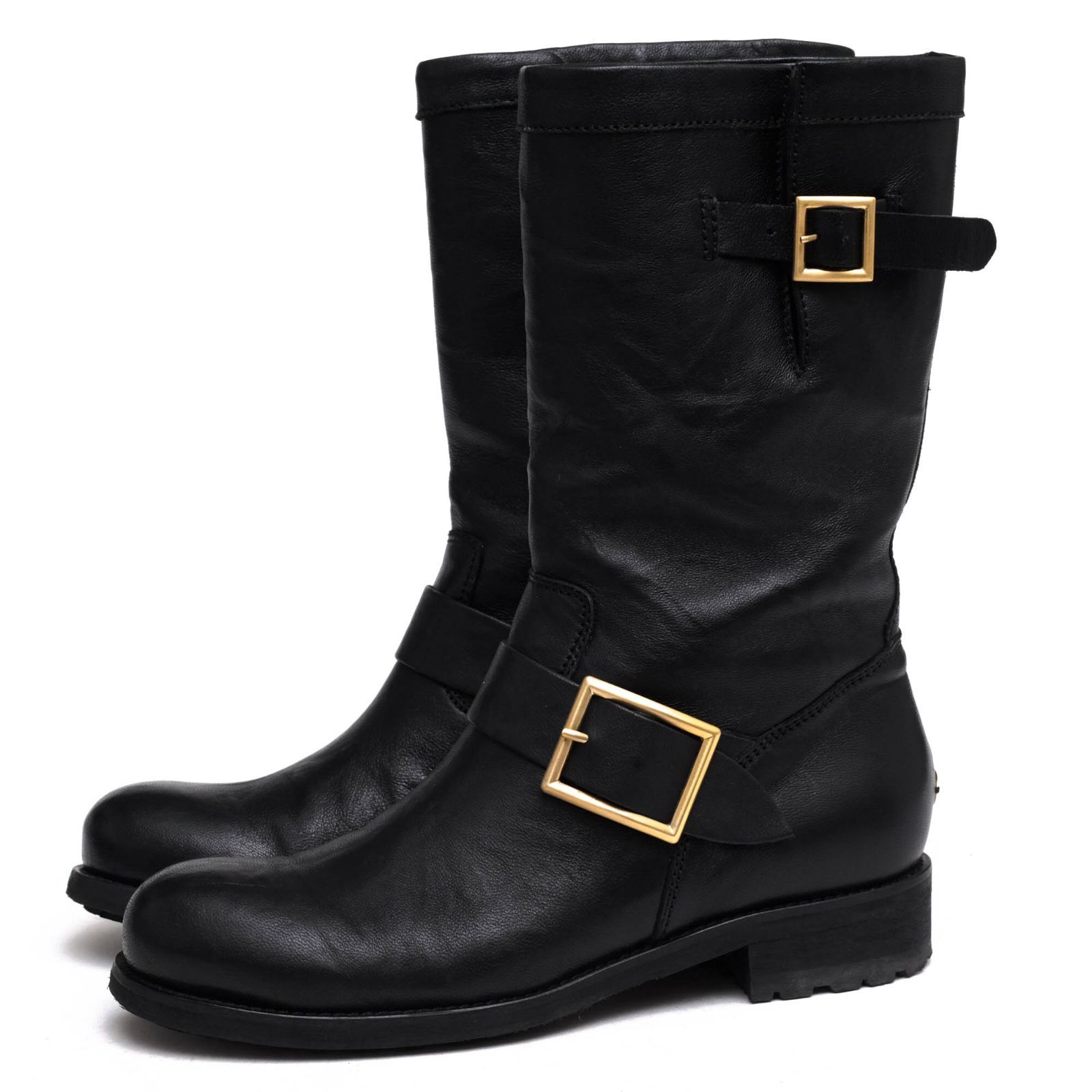 ジミーチュウ/Jimmy Choo エンジニアブーツ シューズ 靴 レディース 女性 女性用レザー 革 本革 ブラック 黒 247 BIKER Unlined 定番 シボ革 シュリンクレザー
