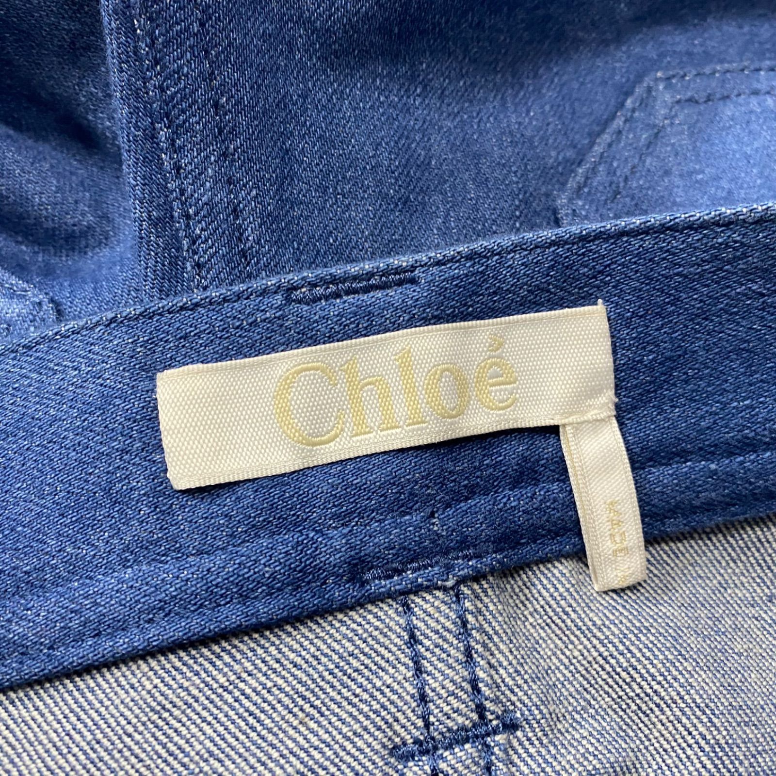 ◇美品 クロエ Chloe デニム パンツ ワイド ストーミーブルー コットン 