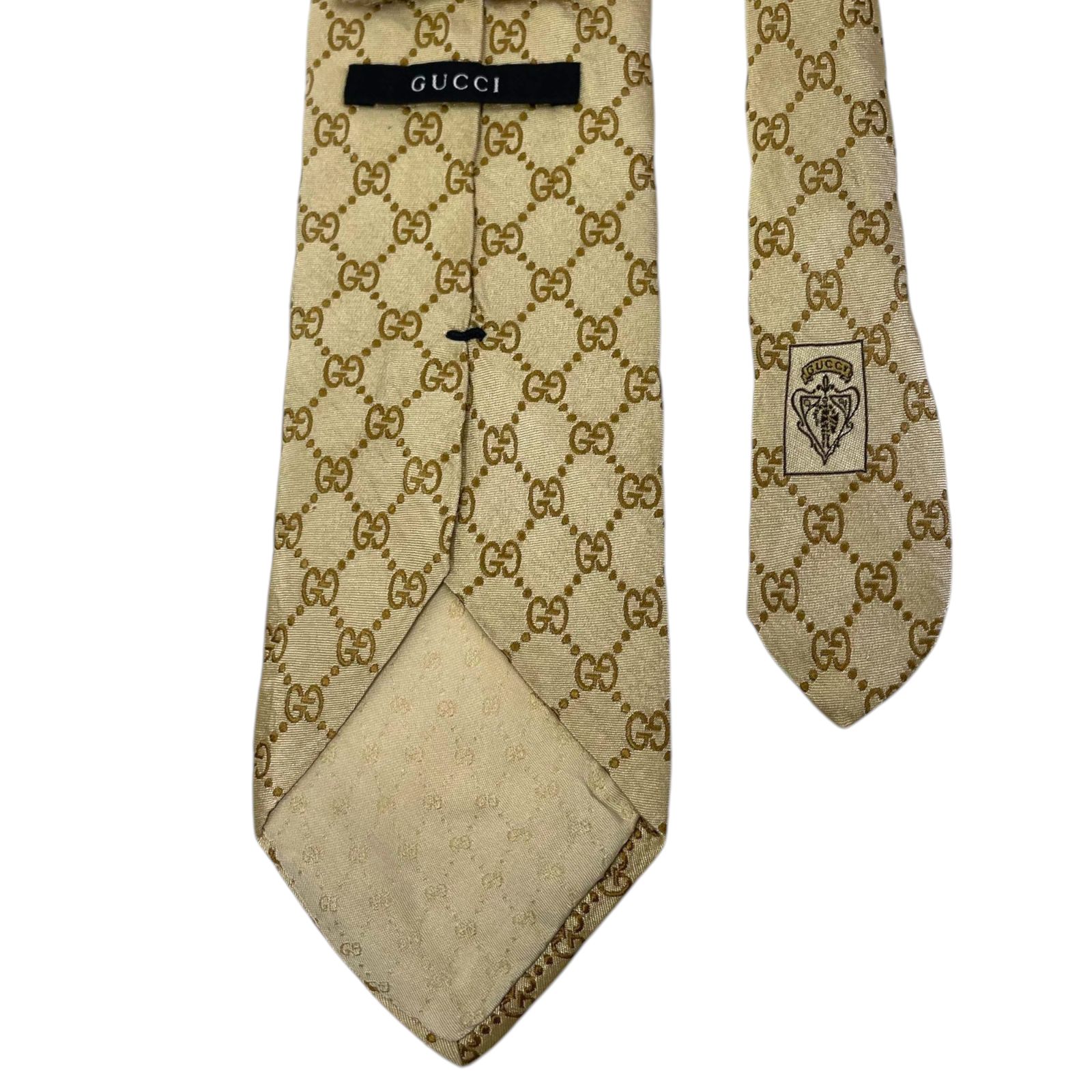 美品 グッチ GUCCI シルク100% ネクタイ ゴールド GGロゴ GUCCI グッチ ネクタイ シルク シルク100% GG ゴールド 光沢
