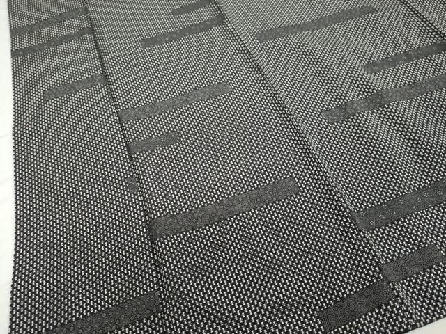 平和屋着物○江戸小紋 横段草花文 黒地 正絹 逸品 DAAV4967ud