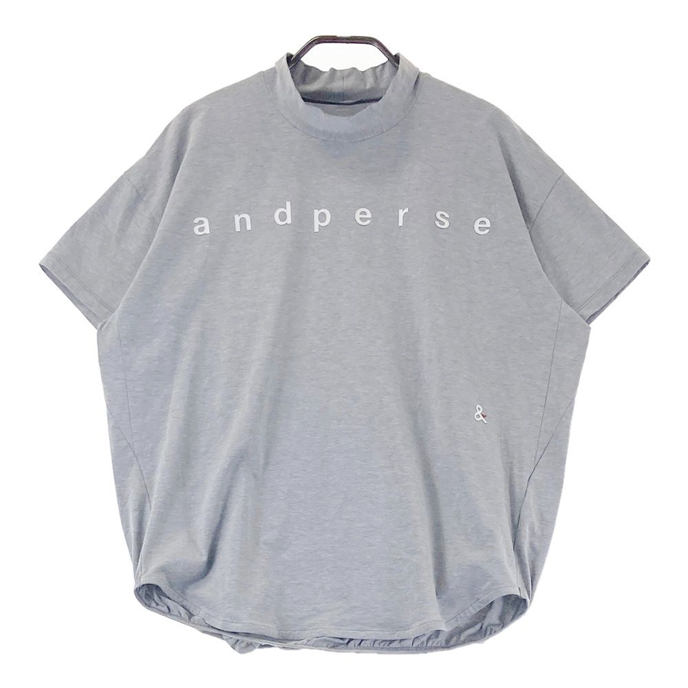 サイズ：M AND PER SE アンパスィ  ハイネック 半袖Tシャツ  グレー系 [240101501707] ゴルフウェア レディース ストスト AND PER SE アンパスィ ハイネック 半袖Tシャツ グレー系 M