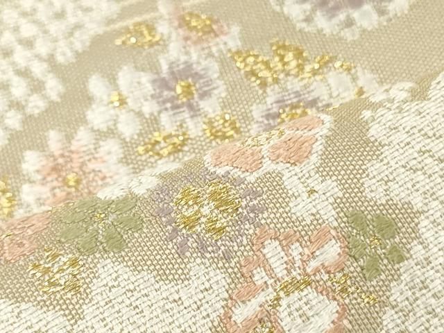 平和屋着物○六通柄袋帯 綴織 草花横段文 金銀糸 正絹 逸品 DAAT7855ob