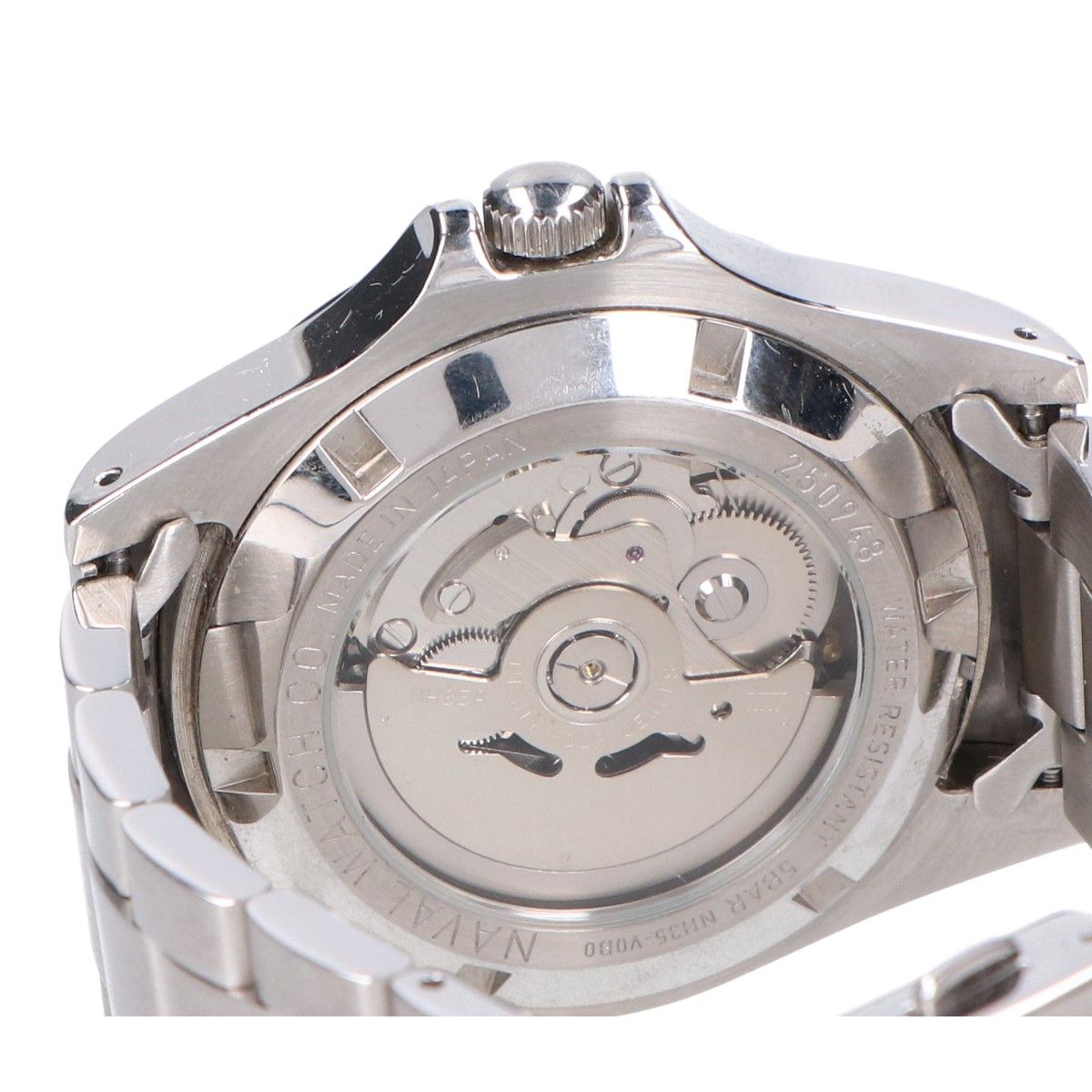 Naval Watch LOWERCASE ナバルウオッチ 自動巻き ホワイト ナバルウォッチ・ロウワーケース・3連メタルブレス・自動巻き裏
