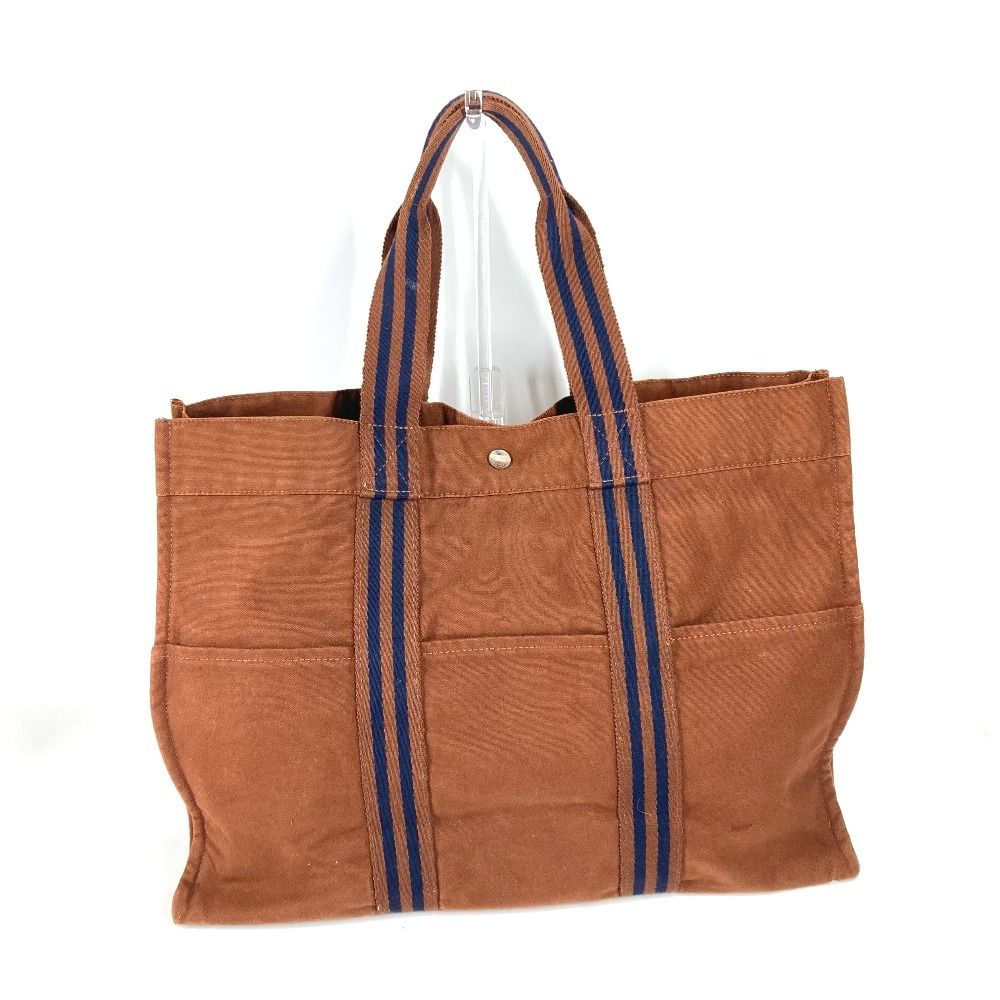 HERMES エルメス トートバッグ フールトゥGM キャンバス ブラウン 