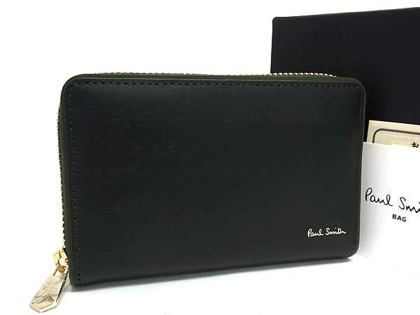 ♥ Paul Smith ポールスミス レザー ラウンドファスナー 財布 ウォレット メンズ レディース ダークグリーン系 BQ0829