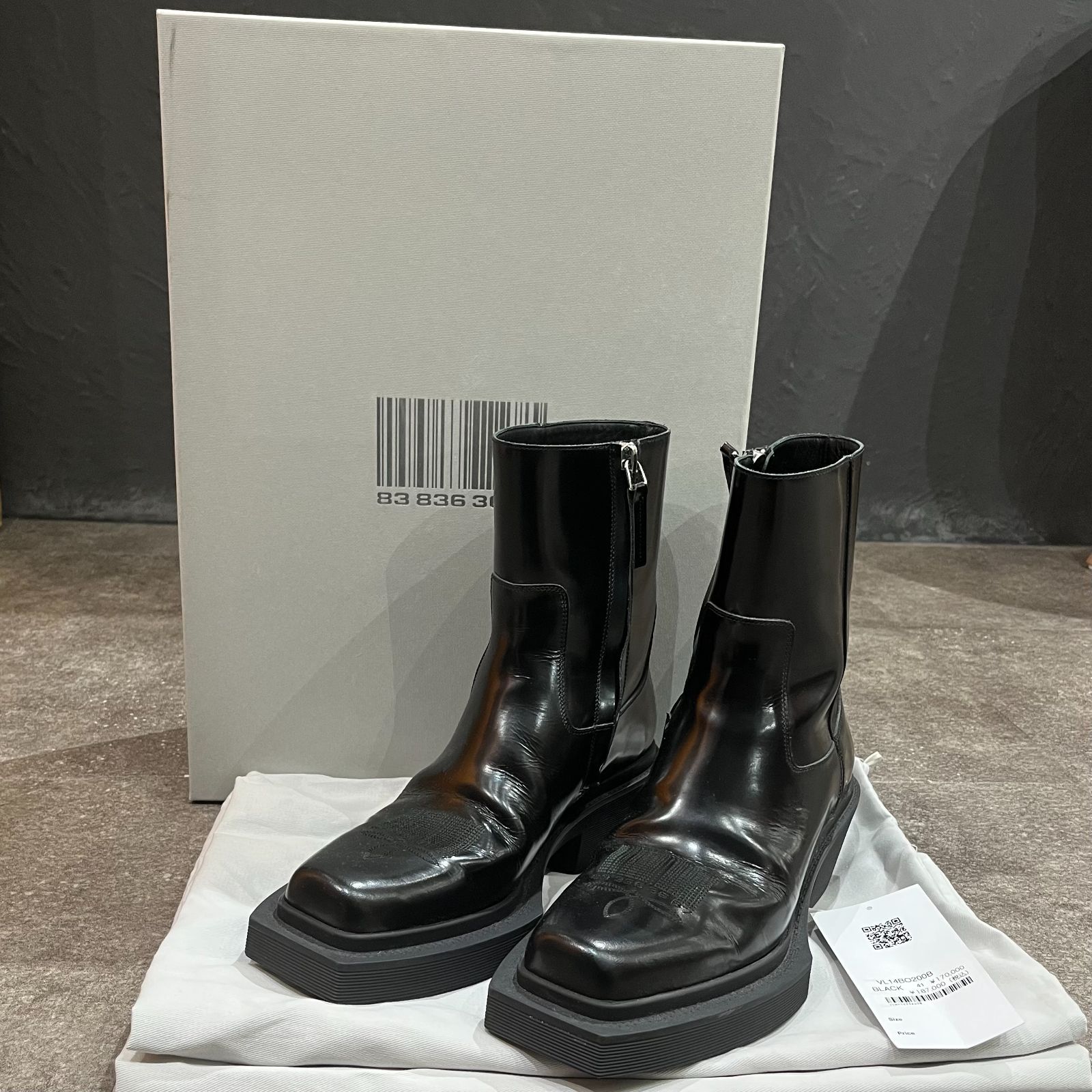 定価187000円 VTMNTS 22AW ANKLE COWBOY Boots VL14BO200B レザー アンクル カーボーイ ブーツ  ブイティーエムエヌティーエス 41