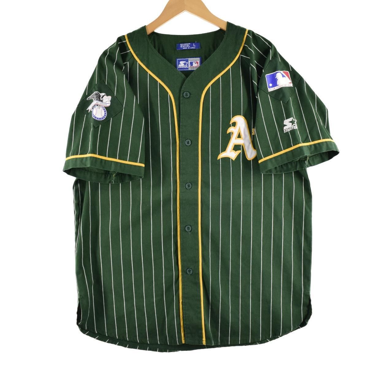 MLB OAKLAND ATHLETICS オークランド アスレチックス ベースボールシャツ 5 HOLLIDAY グリーン アメカジ スポーツ ビンテージ アメリカ USA 古着 スターター Starter MLB OAKLAND ATHLETICS オークランド
