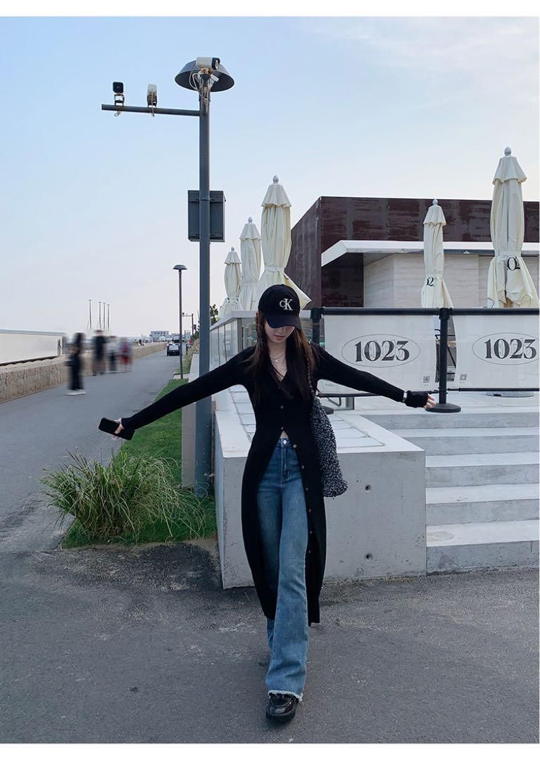 春のお出かけVネックセクシーロングカーディガン 女子会デートに最適