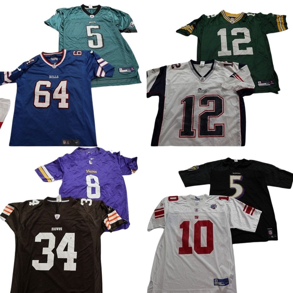 古着卸 NFL ゲームシャツ ユニフォーム 8枚セット メンズ XL ナイキ ブロンコス パッカーズ 古着 NA6169