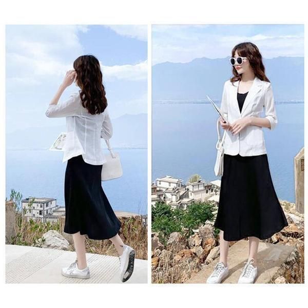 テーラードジャケット 綿麻ジャケット リネン 七分袖 サマージャケット