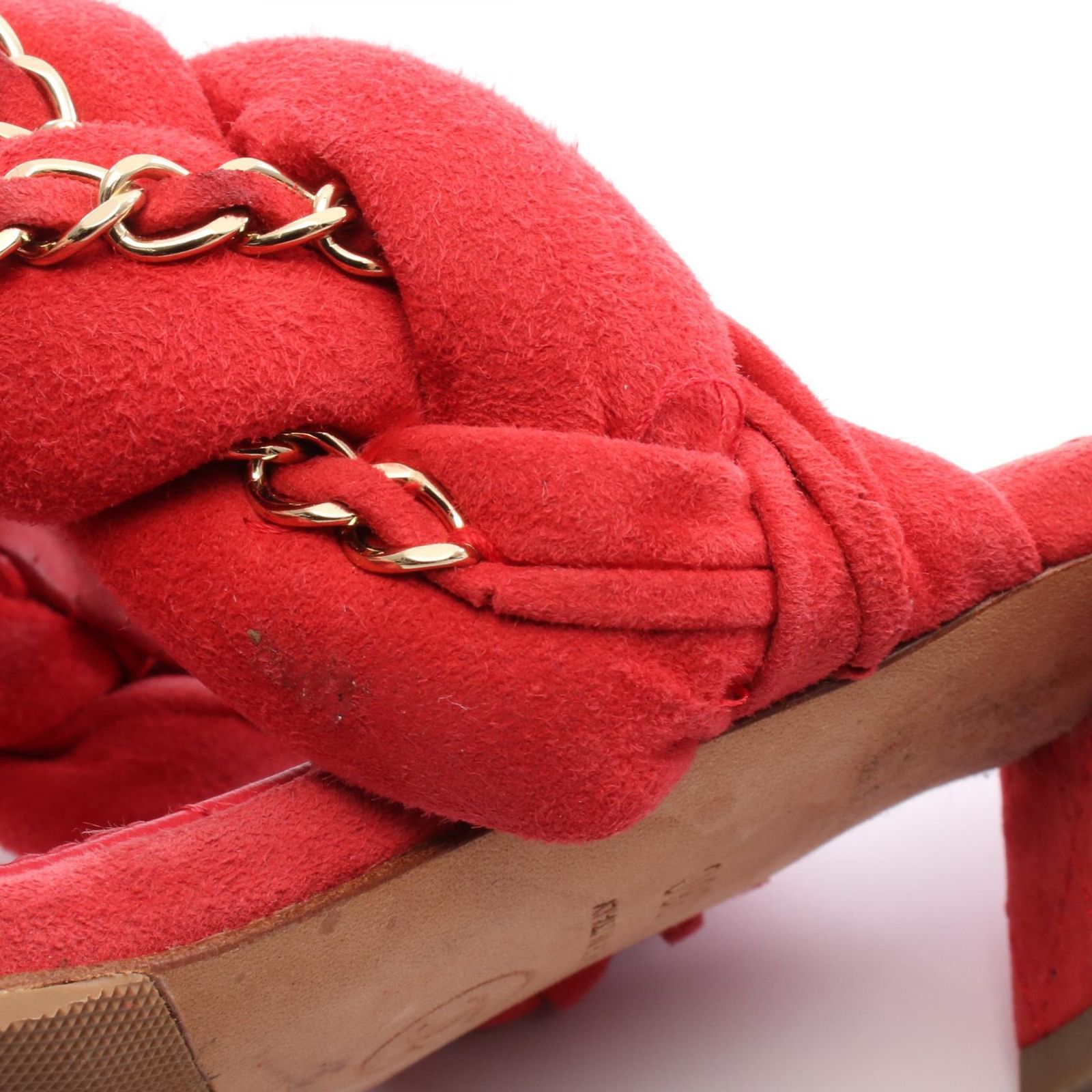 シャネル CHANEL サンダル マトラッセ ココマーク レッド スウェード サンダル レディース Used B KIN-KAAI_COM