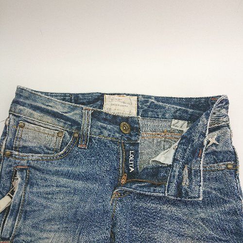 ◇ LOLITA JEANS ロリータジーンズ パッチ 刺? ステッチ ダメージ加工 デニムパンツ サイズ27 ブルー レディース E