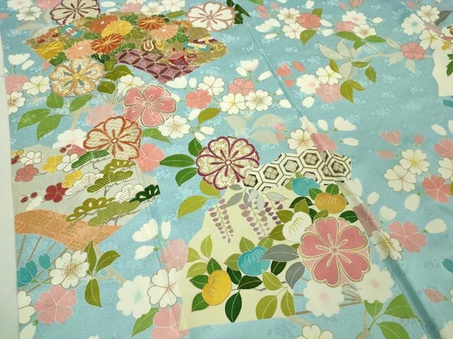 平和屋着物○豪華振袖 紅型 飛鶴雪輪風景鞠裏菊花唐草文