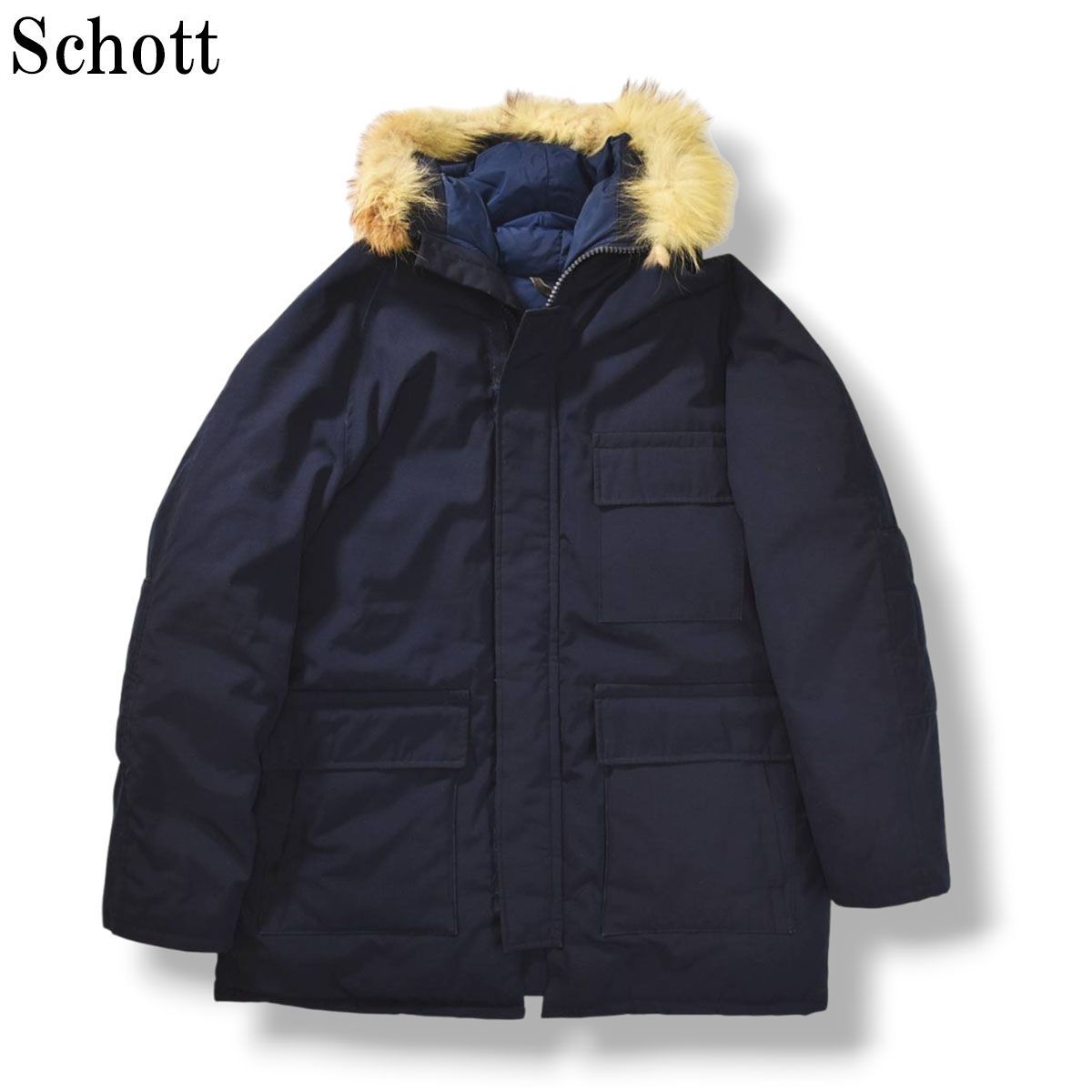80s90sヴィンテージ USA製 ショット Schott フードファー ダウン