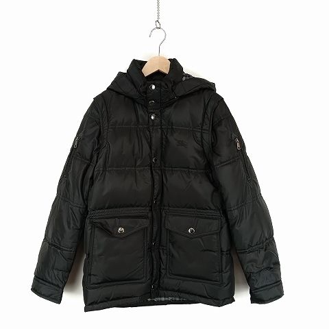 美品 バーバリーブラックレーベル 2way ダウンジャケット ホースロゴ 黒 M バーバリーブラックレーベル BURBERRY BLACK LABEL 2WAY ダウン