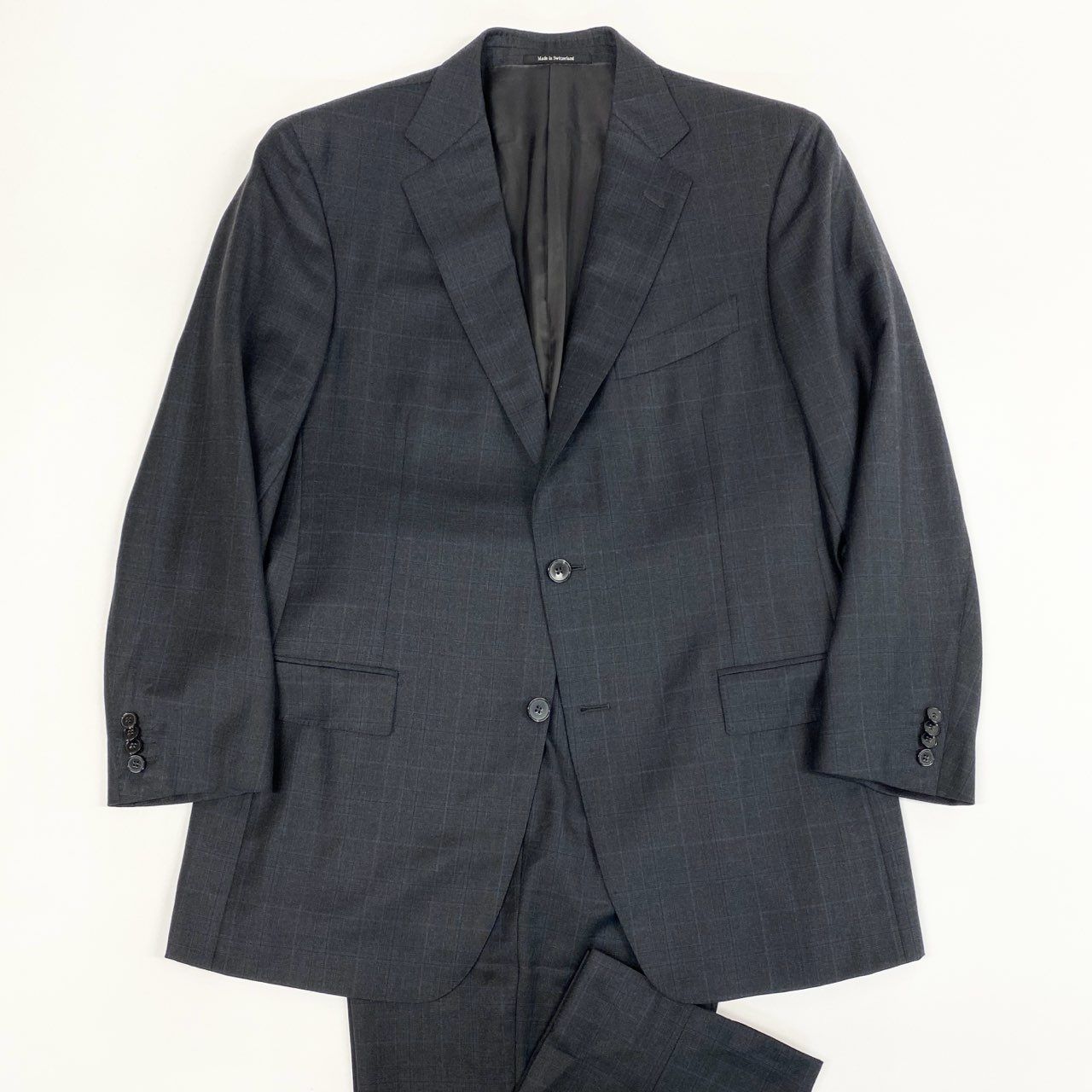 12i25 Ermenegildo Zegna エルメネジルドゼニア TROFEO シングルスーツ セットアップ ビジネス 221224 サイズ52R グレー チェック ウール メンズ 大きいサイズu02t