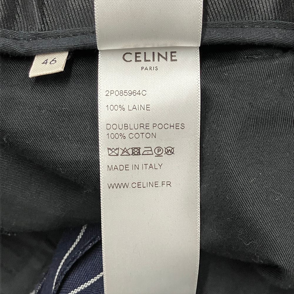 セリーヌ CELINE クラシック パンツ ウール 2p085964C ネイビー 46 テニスストライプ【中古】 - メルカリ