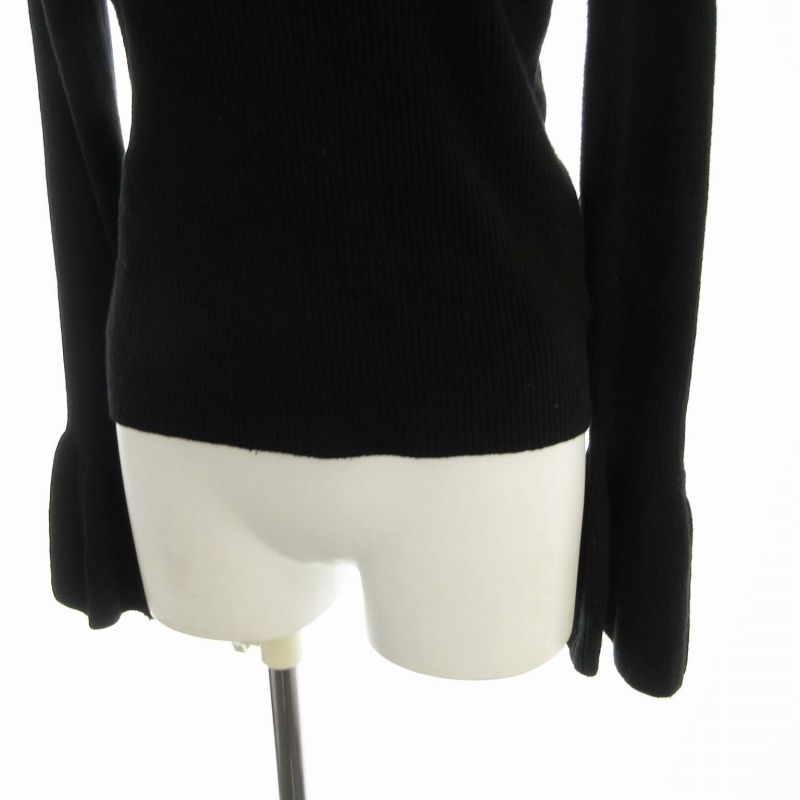 ソブ sov. ダブスタ ニット 長袖 タートルネック リブ ウール 黒 ブラック 38