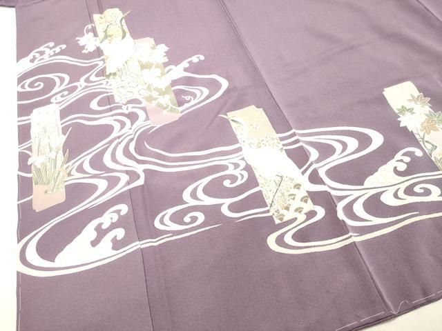 平和屋着物○訪問着 作家物 駒刺繍 流水飛鶴短冊文 金銀彩 正絹 逸品