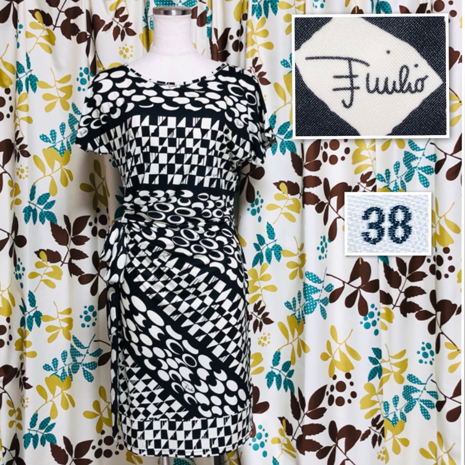 □美品□EMILIO PUCCI エミリオプッチ ウエストリボン付きワンピース 