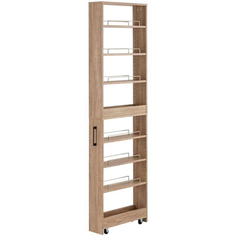 アイリスプラザ 選べる54種 隙間収納ハイタイプ 高さ181cm×幅14cm スリムラック ストッカー 調味料ラック 冷蔵庫横 洗濯機横 ライトナチュラル キッチンワゴン 幅14cm FRM-012-IR 0