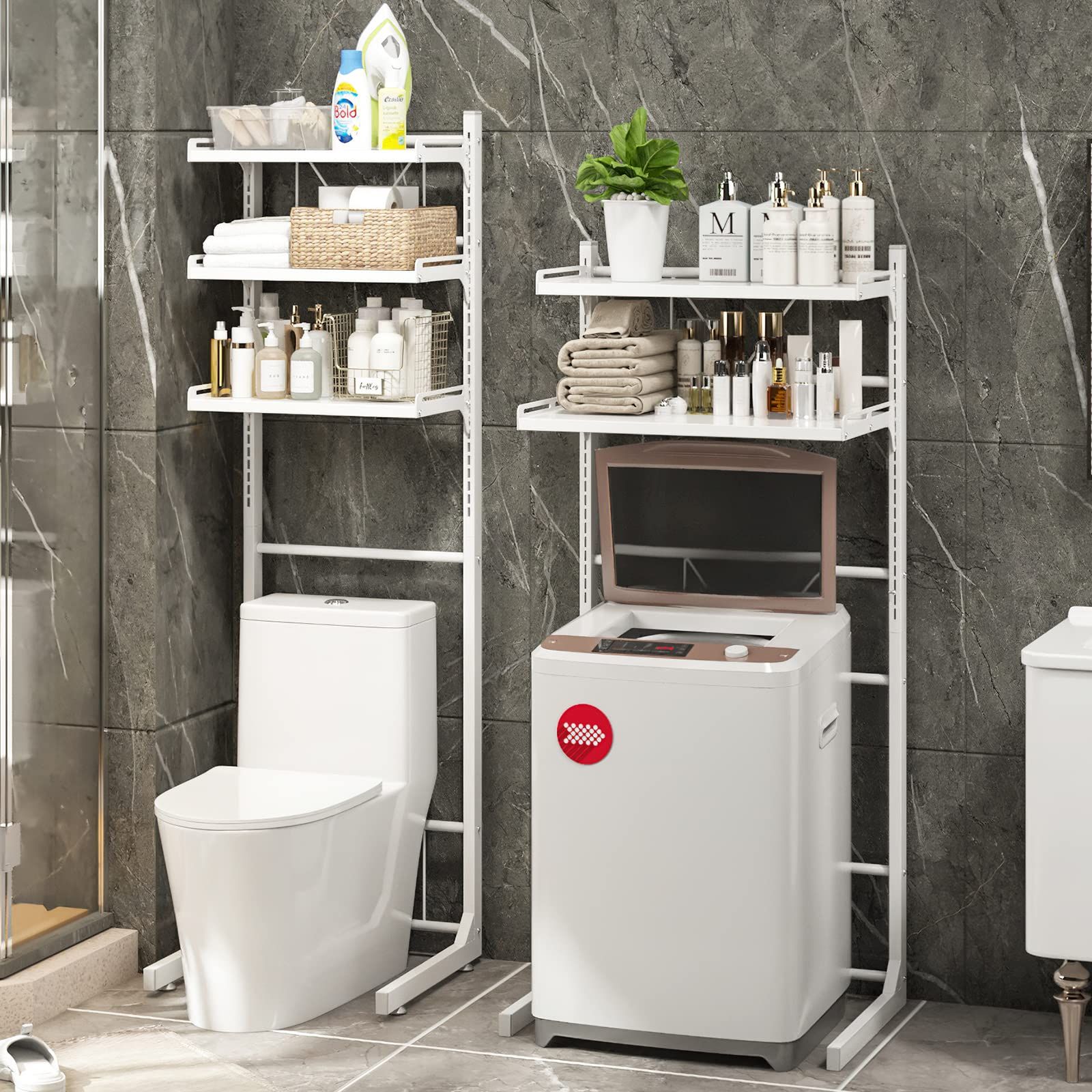 ABCOOL トイレの洗濯機の整理整頓のための調節 な立場の収納力の棚を洗濯の棚浴室のスペースは高さの調節 な引出しのテーブルと救う上で NEXPOTALLINN_EU