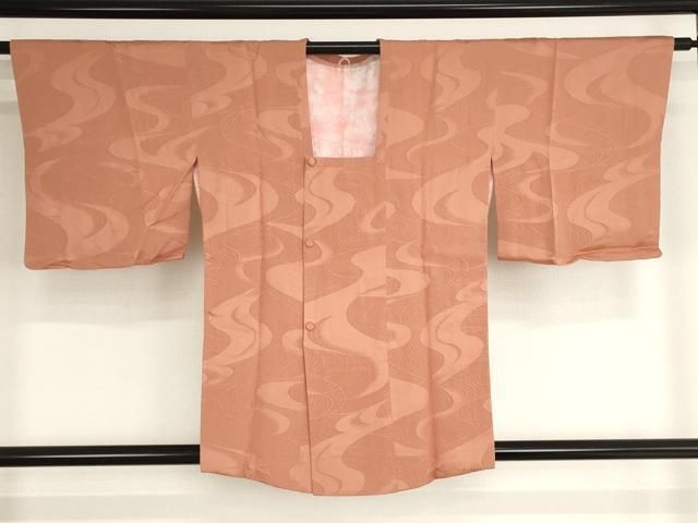 平和屋着物□羽織 流水地紋 江戸茶色 正絹 逸品 AAAP0284bw