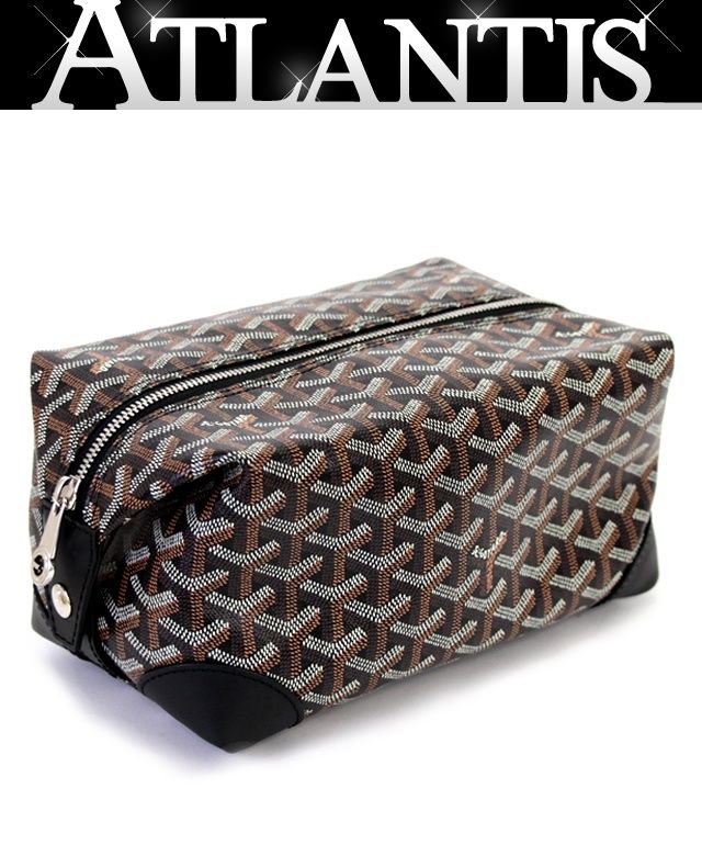 GOYARD ゴヤール ボウリング25 ヘリンボーン柄 ポーチ トイレタリーバッグ セカンドバッグ コーティングキャンバス 黒 69065