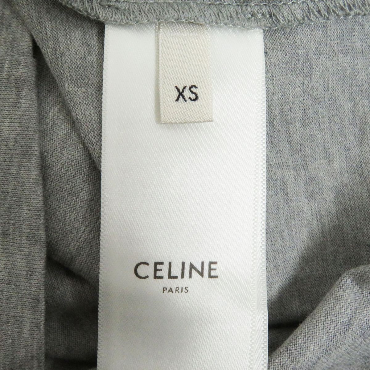 極美品□19SS CELINE/セリーヌ 2X308933F ジオメトリック ロゴプリント コットン100％ 半袖Tシャツ/カットソー グレー XS 伊製 正規品43cm着丈